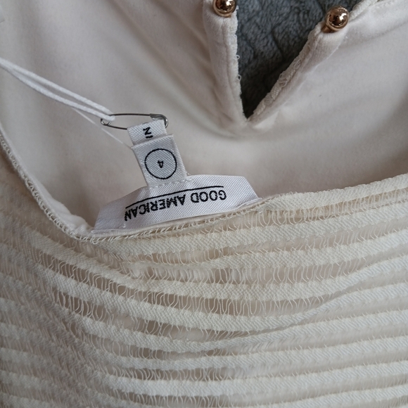 GOOD AMERICAN Dress Sheer Mesh Midi Ivory Sleeveless Women's Size 4 NWT Stretch - Picture 8 of 9